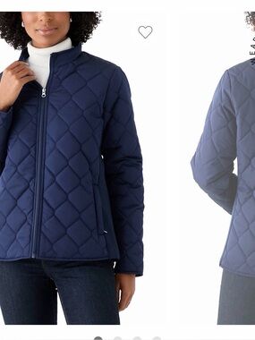 Kim Rogers Navy Quilted Zip-Front Puffer Jacket
